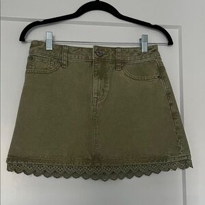 American Eagle Super High Waisted Lace Denim Mini Skirt